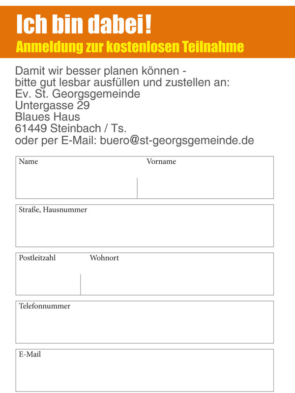 Anmeldung zum Workshop "MENSCHENSKINDER" - für ein demenzfreundliches Steinbach