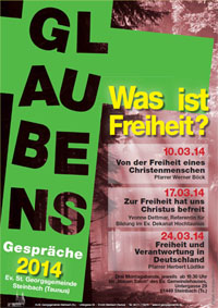 Ev. St. Georgsgemeinde - Glaubensgespräche 2014 - Plakat